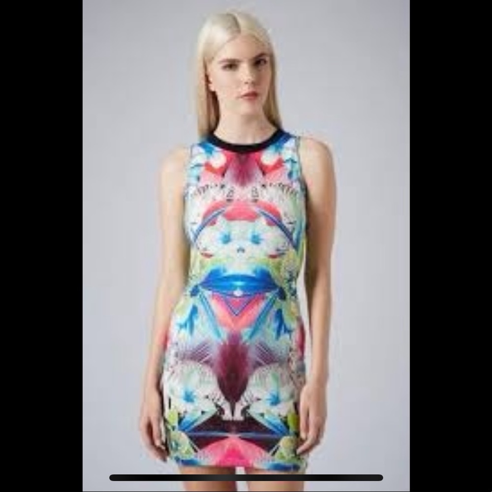 Topshop Tropical White Tiger Print Body-Con dress, Size 8